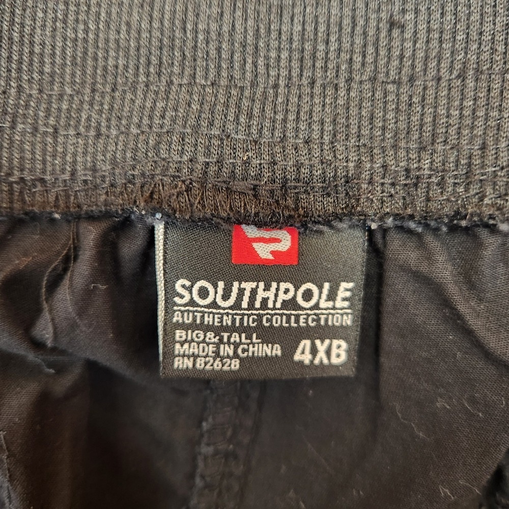 Southpole Men's 4XL Big Cargo Jogger Shorts Black Elastic Drawstring Waist Twill - Picture 3 of 10